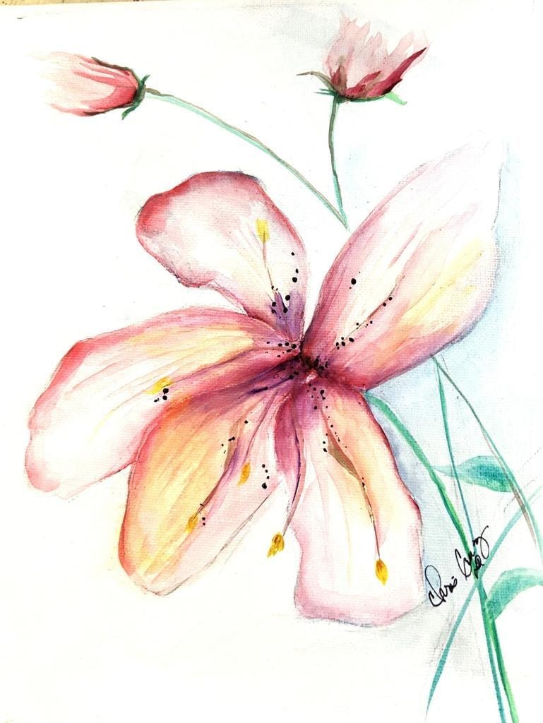 Amaryllis Watercolor & Acrylic Flower preview